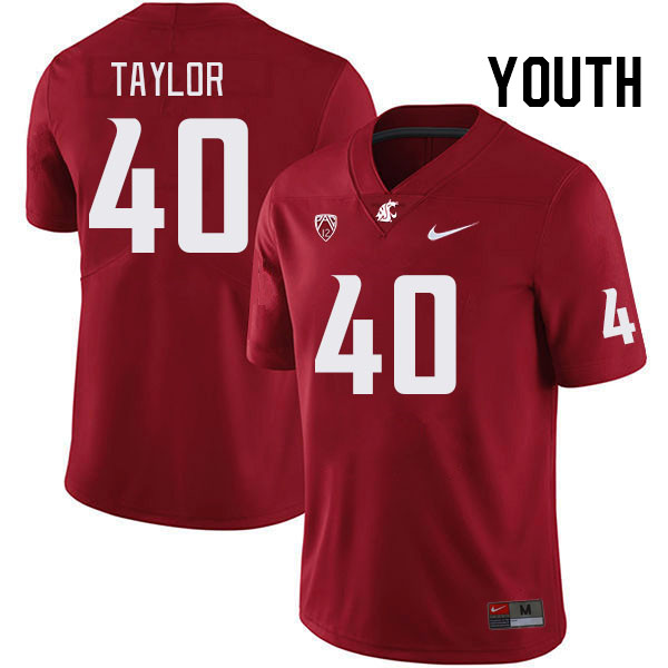 Youth #40 Joe Taylor Washington State Cougars College Football Jerseys Stitched Sale-Crimson